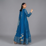 Teal Blue Angrakha-Style Embellished Anarkali Suit Set