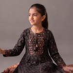 Midnight Mosaic Embroidered Kids Frock Set