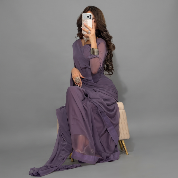 Dusty Lavender Elegance Drape Saree