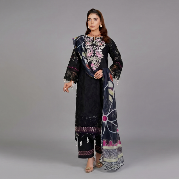 Black Floral Embroidered Lawn Coordinate Set
