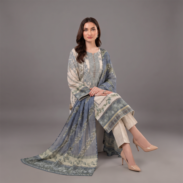 Off-White Embroidered A-Line Kurta with Matching Trouser