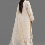 Ivory Textured Embellished Kurta with Matching Palazzo Pants