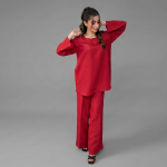 Minimalist Solid Pink Kurta & Wide-Leg Trouser Set