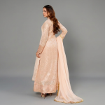 Elegant Peach Embellished Floor-Length Ensemble