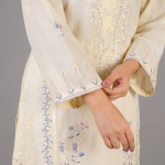 Ivory and Blue Embroidered Co-ord Set
