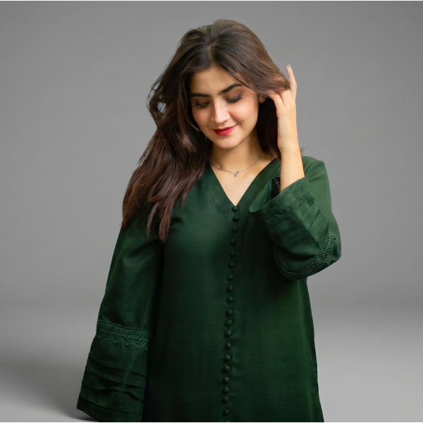 Women's Elegant Dark Green Co-ord Set