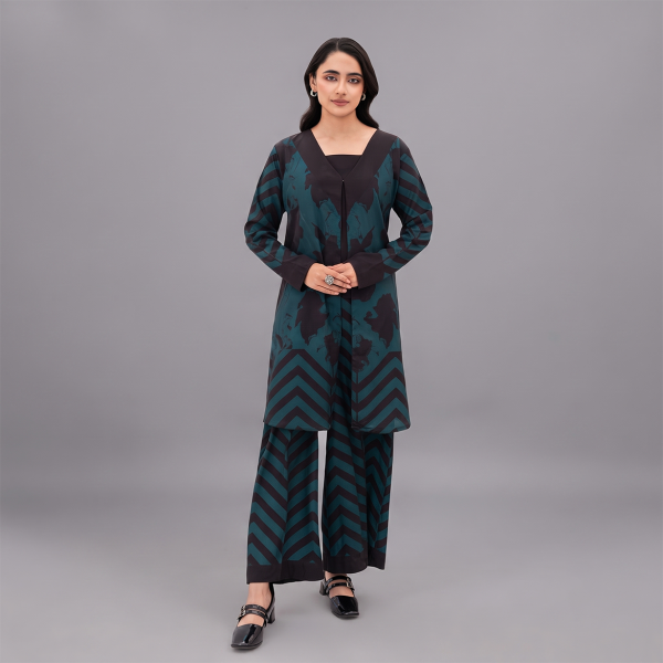Teal and Black Chevron Co-ord Set