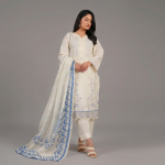 Ivory and Blue Embroidered Co-ord Set