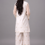 Off-White Embroidered Organza Two-Piece Suit