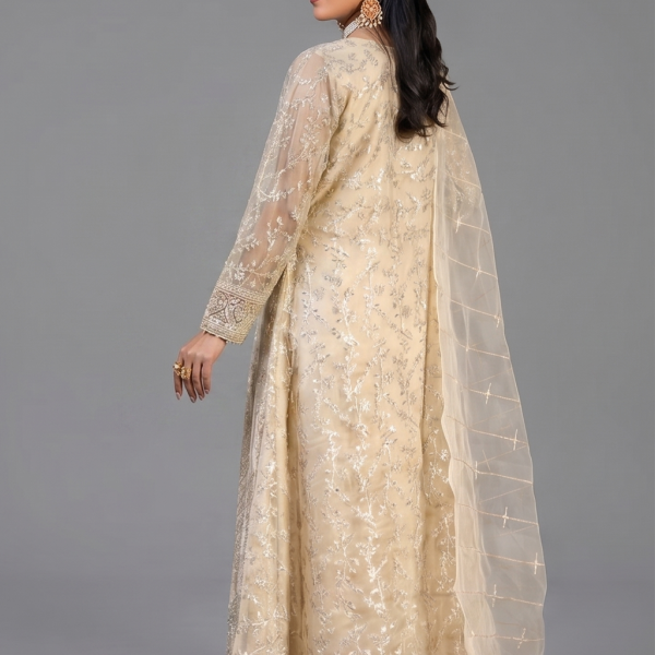 Gold Minimalist Embroidered Anarkali Set