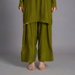 Olive Green Embellished Tunic and Trouser Set