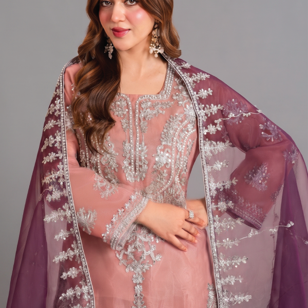 Rose Quartz Embroidered Luxury 3-Piece Suit