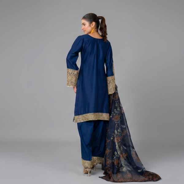 Navy Blue Ornate Embroidered Coordinate Set