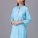Sky Blossom Printed Kids Kurta & Trouser Set