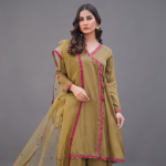 Olive Aura Embellished 3-Piece Festive Suit