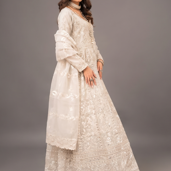 Ivory Pearl Hand-Embellished Anarkali