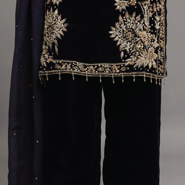 Royal Midnight Velvet Embroidered 3-Piece Suit