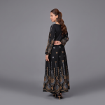 Black & Gold Printed Flared Maxi Dress