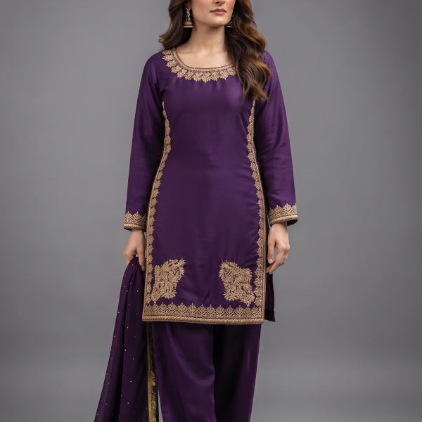 Royal Amethyst Embroidered 3-Piece Suit