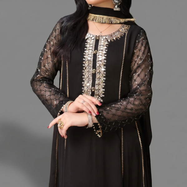 Embellished Black Anarkali Suit