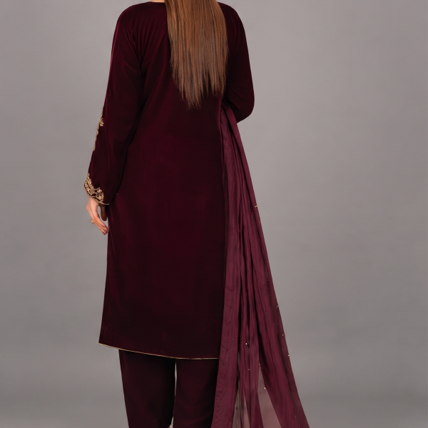 Imperial Wine Embroidered 3-Piece Suit