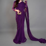 Royal Plum Starlight Chiffon Saree