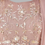 Manahil Embroidered Rose Gold 3-Piece Festive Organza Sharara Set