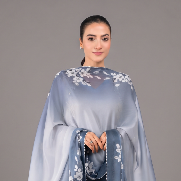 Silver Bloom Ombre Suit