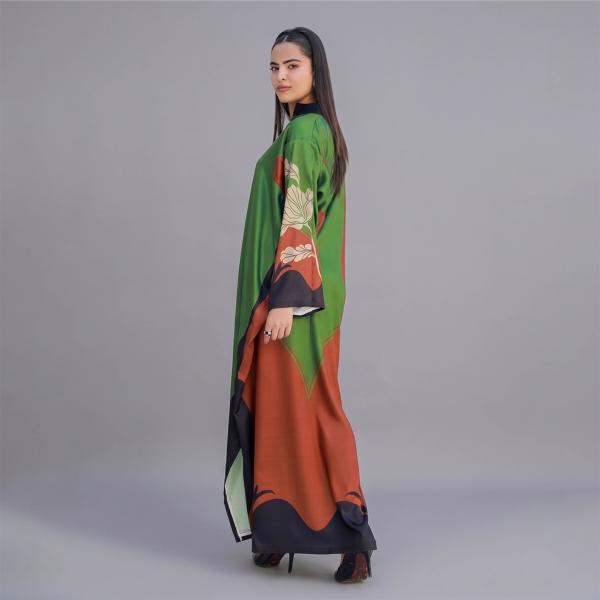Elegant Green Printed Kaftan Dress for Women