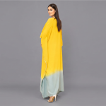 Elegant Yellow & Ice-Blue Ombre Kaftan