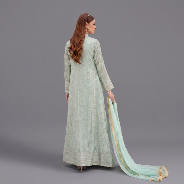 Manahil Embroidered Sea Green 3-Piece Festive Anarkali Set