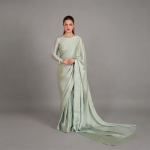 Sage Mist Luxe Satin Saree