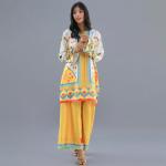 Off-White & Mustard Digital Print Co-Ord Set