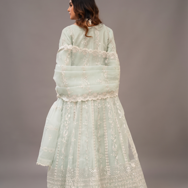 Celestial Mint Hand-Embellished Maxi Gown