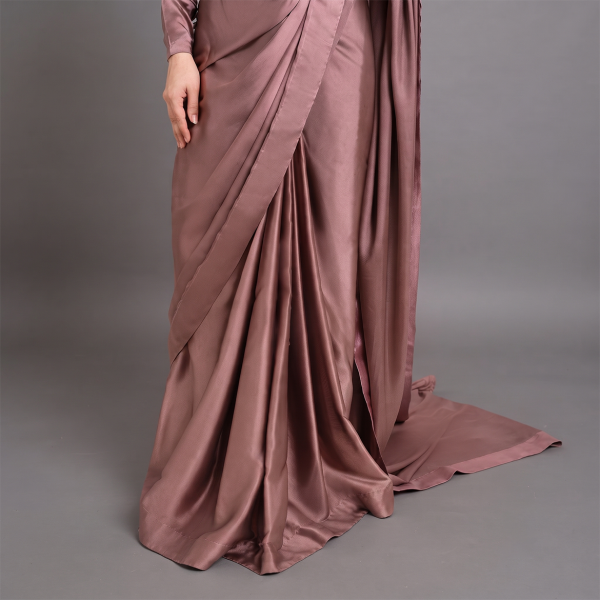 Mocha Luxe Satin Saree