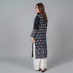 Charcoal Black Traditional Monochrome Kurti – 2-Piece Printed Set
