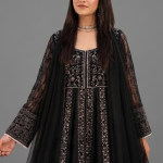 Black Minimalist Embroidered Net Co-ord Set