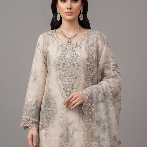 Pearl Mist Embroidered Luxury 3-Piece Suit