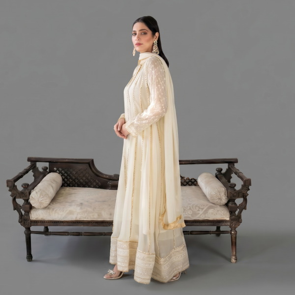 Embellished Ivory Anarkali Suit