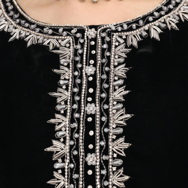 Onyx Elegance Velvet Embroidered 3-Piece Suit