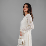 Ivory Embroidered Chiffon Kurti with Matching Trousers