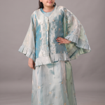 Sky Blue Embroidered Cape-Style Set