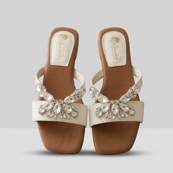 Fancy Crystal-Embellished Butterfly Flat Sandals