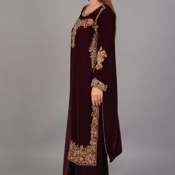 Imperial Wine Embroidered 3-Piece Suit