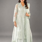 Celestial Mint Embroidered Luxury Chiffon Suit