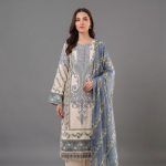 Off-White Embroidered A-Line Kurta with Matching Trouser