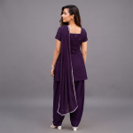 Dark Purple Embroidered Casual Suit