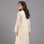 Ivory3-Piece Suit with Embroidered Organza