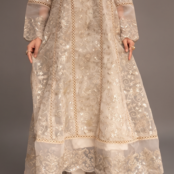 Luxe Embroidered Anarkali with Organza Dupatta