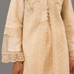 Ivory Textured Embellished Kurta with Matching Palazzo Pants